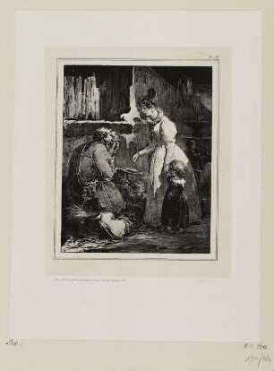 Bettler und junge Frau, Blatt 12 der Folge "Skizzen und Pochaden"