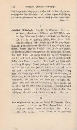 122 [Rezension] Benzinger, Immanuel, Hebräische Archäologie