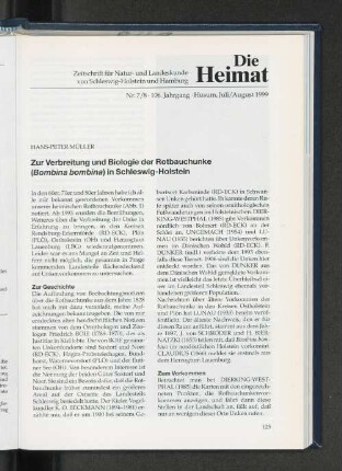 Zur Vorbereitung und Biologie der Rotbauchunke (Bombina bombina) in Schleswig-Holstein