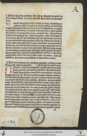 Bonus Accursius Pisanus Sa. D. P. Magnifico equiti aurato et sapientissimo, Ac primo Ducali Secretario Liccho simonete.
