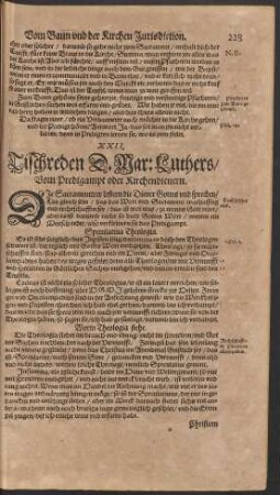 XXII. Tischreden D. Mar: Luthers/ Vom Predigampt oder Kirchendienern.