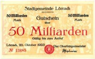 Geldschein / Notgeld, 50 Milliarden Mark, 20.10.1923