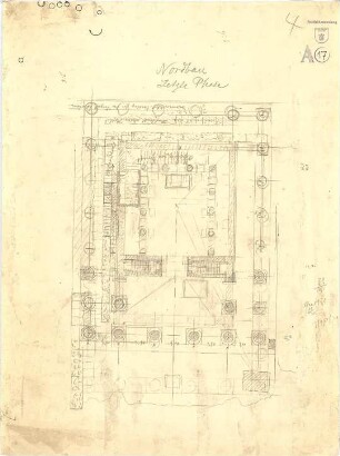Thiersch, August; Alexandria (Ägypten); Serapeum von Alexandria - Nordbau, letzte Phase (Grundriss)