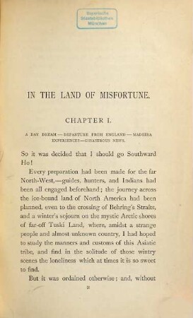In the land of misfortune : With illustr. from sketches by Fraser and Beresford. Engr. by Whymper and Pearson
