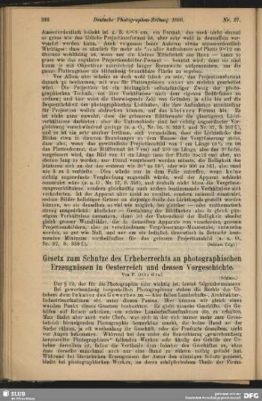 Gesetz zum Schutze des Urheberrechts an photographischen Erzeugnissen in Oesterreich und dessen Vorgeschichte