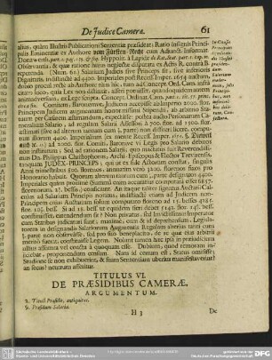 Titulus VI. De Praesidibus Camerae