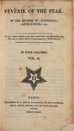 Peveril of the Peak : in four volumes, 2