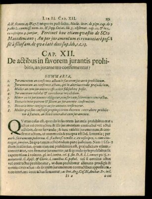 Cap. XII. De actibus in favorem iurantis prohibitis, an iuramento confirmentur?