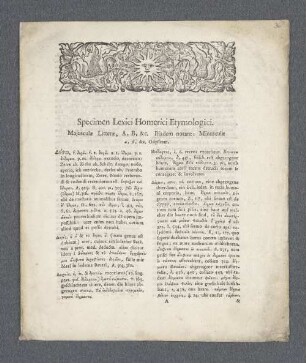 Specimen Lexici Homerici Etymologici.