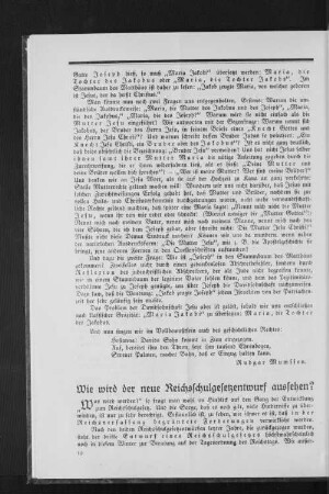 Wie wird der neue Reichsschulgesetzentwurf aussehen?
