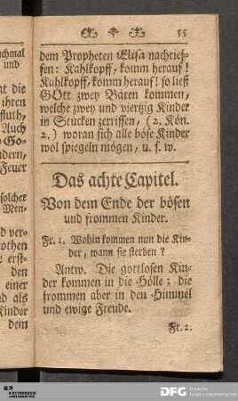 Das achte Capitel. Von dem Ende der bösen und frommen Kinder.