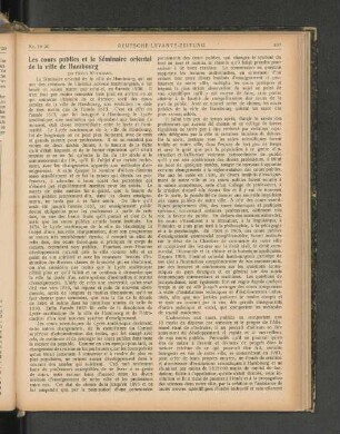Les cours publices et le Séminaire oriental de la ville de Hambourg.