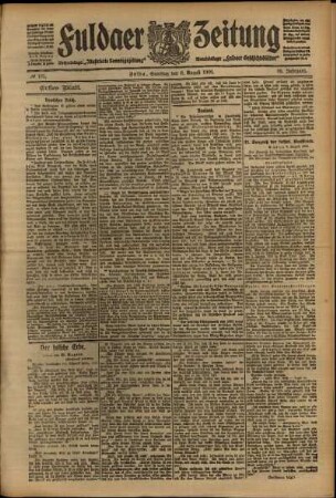 Erste Ausgabe vom Samstag, den 08. August 1908.