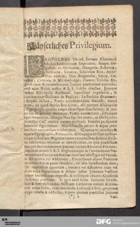 Käyserliches Privilegium.