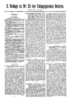 Literatur : 2. Beilage zu Nr. 23 der Pädagogischen Reform