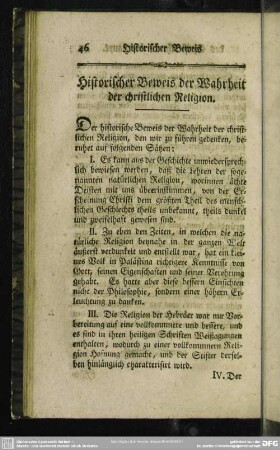 Historischer Beweis der Wahrheit der christlichen Religion