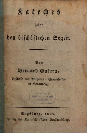 Kateches über den bischöflichen Segen