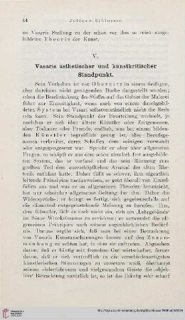 V: Vasaris ästhetischer und kunstkritischer Standpunkt