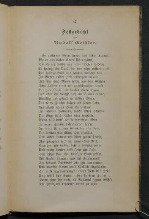 Festgedicht von Rudolf Geißler.