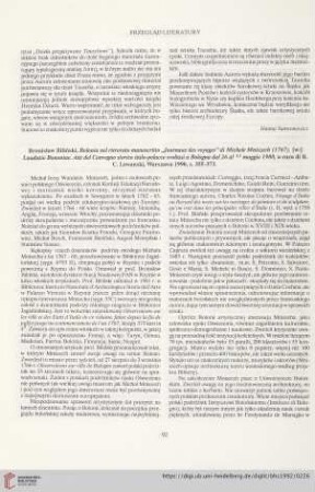 54: [Rezension von: Bronisław Biliński, Bolonia nel ritrovato manoscritto "Journaux des voyages" di Michele Mniszech (1767), Laudatio Bononiae. Atti del Convegno storico italo-polacco svoltasi a Bologna dal 26 al 31 maggio 1988]