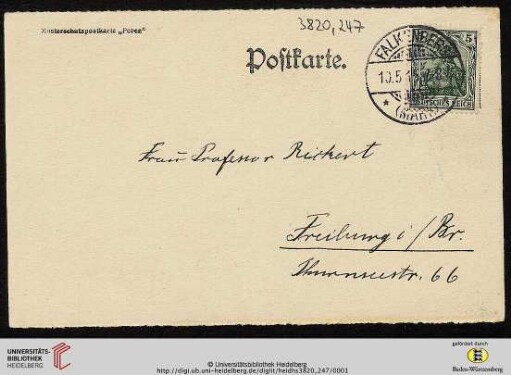 Heid. Hs. 3820,247: Karte von Helene Lask an Sophie Rickert