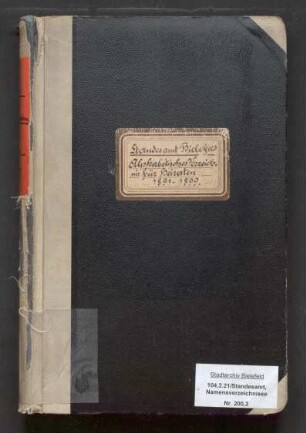 Namensverzeichnis zum Heiratsregister Bielefeld, 1891 - 1899