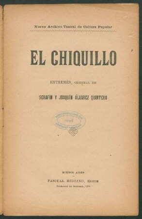 El chiquillo : entremés