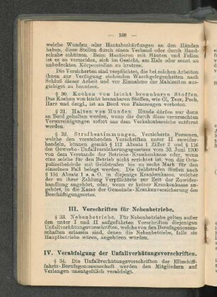 IV. Verabfolgung der Unfallverhütungsvorschriften.