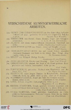 Verschiedene kunstgewerbliche Arbeiten (Nr. 554-619)