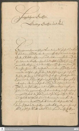 Brief von August Hermann Francke an Hedwig Sophie von Sayn-Wittgenstein-Berleburg
