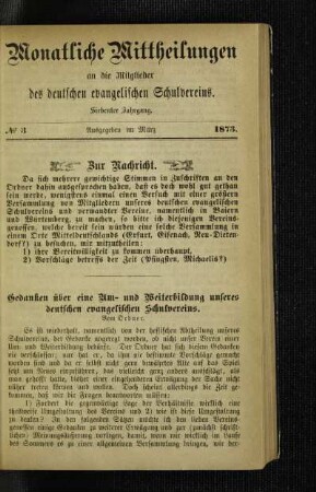 Gedanken über eine Um- und Weiterbildung unseres deutschen evangelischen Schulvereins