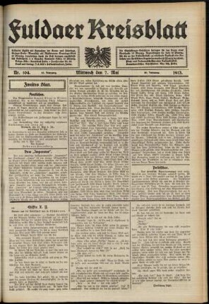 Zweite Ausgabe vom Mittwoch, den 07. Mai 1913.