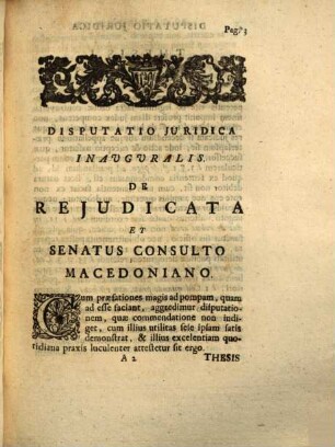 Disp. iur. inaug. de re iudicata et Senatus consulto Macedoniano