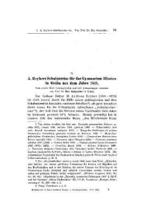A. Reyhers Schulgesetze für das Gymnasium Illustre in Gotha aus dem Jahre 1641