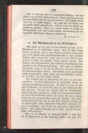 ¬Die¬ Mathematik in der Volksschule