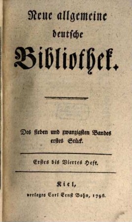 Neue allgemeine deutsche Bibliothek. 27. 1796
