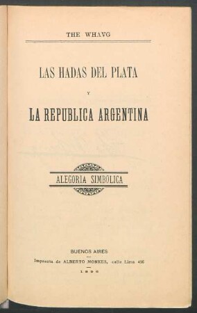 Las hadas del plata y la República Argentina : alegoria simbólica