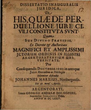 Dissertatio Inauguralis Iuridica, De His, Quae De Perduellione Iure Civili Constituta Sunt