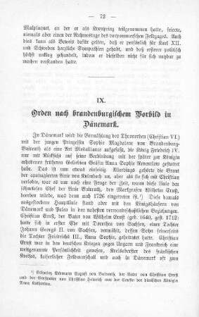 IX. Orden nach brandenburgischem Vorbild in Dänemark