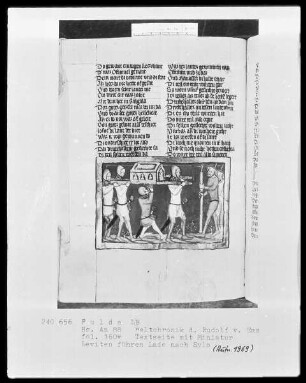 Rudolf von Ems, Weltchronik — Die Bundeslade wird nach Silo gebracht, Folio 160verso