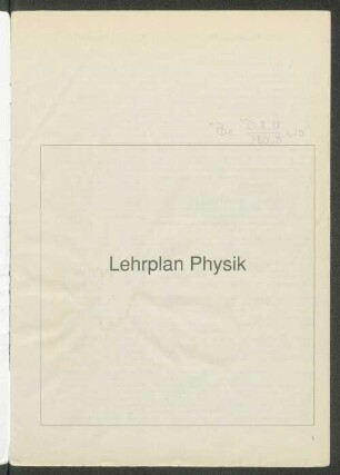 Lehrplan Physik für die gymnasiale Oberstufe