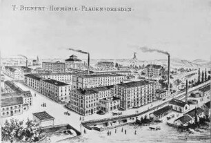 Dresden-Plauen. Bienertmühle (frühere Hofmühle), aus: Mühlenbauten, Seck-Dresden, um 1907, Repro