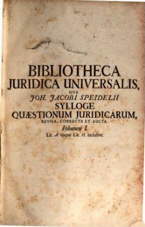 Bibliotheca iuridica universalis, 1