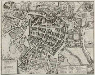 Plan der Stadt Leipzig "Die Stadt Leipzig sampt der Belagerung 1647"