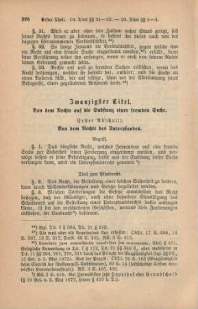 Zwanzigster Titel. Von dem Rechte auf die Substanz einer fremden Sache.