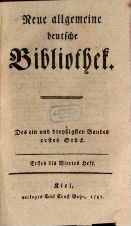 Neue allgemeine deutsche Bibliothek. 31. 1797