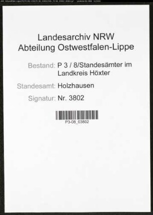 Sterberegister Standesamt Holzhausen