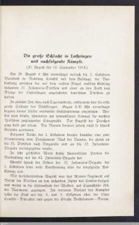 Die große Schlacht in Lothringen und nachfolgende Kämpfe