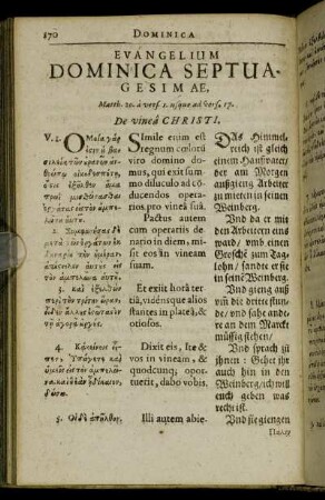Evangelium Dominica Septuagesimæ.