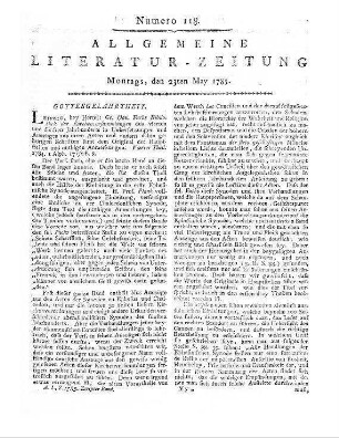 Buchhändlerzeitung. Auf das Jahr 1785. Jg. 8. Quartal 1. Hamburg: Herold [1785]